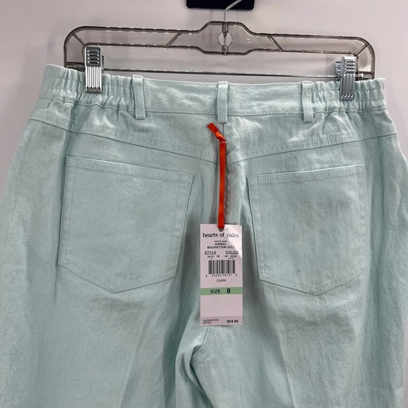 Hearts Of Palm Animal Magnetism 2017 Aqua Jeweled Capri Pants NWT Women's 8 - Picture 4 of 10